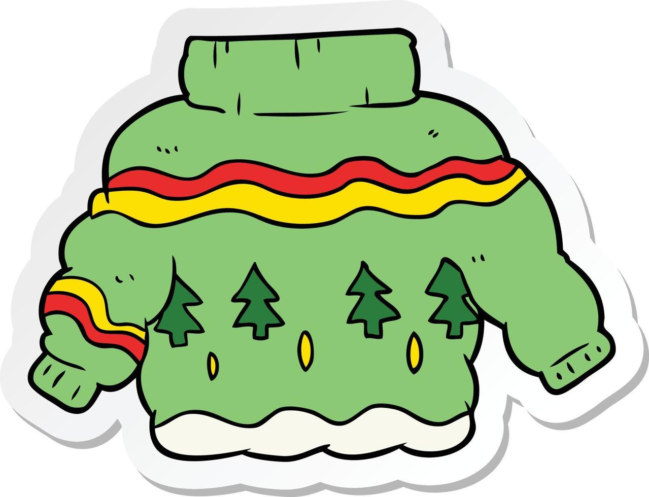 sticker of a cartoon christmas jumper vector