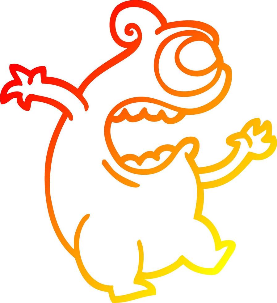 warm gradient line drawing cartoon green alien vector