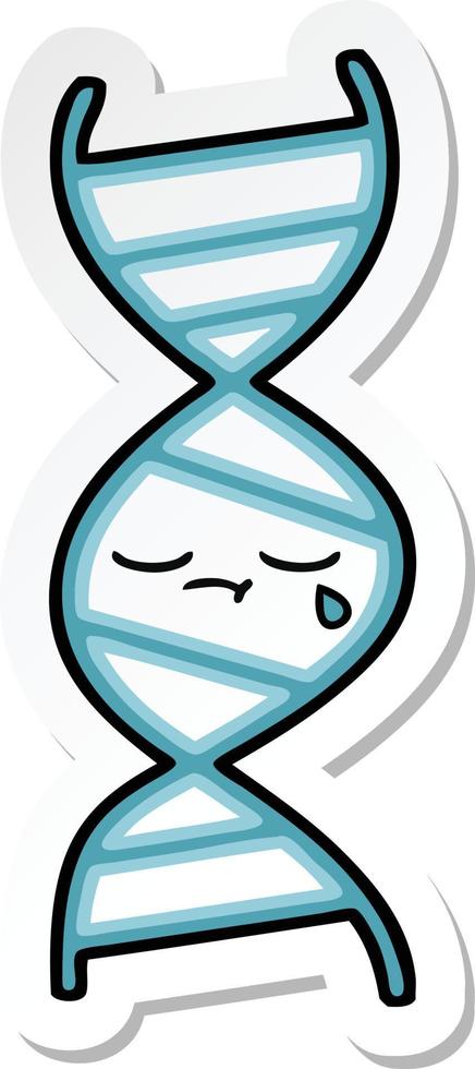 sticker of a cute cartoon DNA strand vector