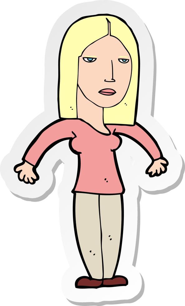 sticker of a cartoon annoyed woman vector