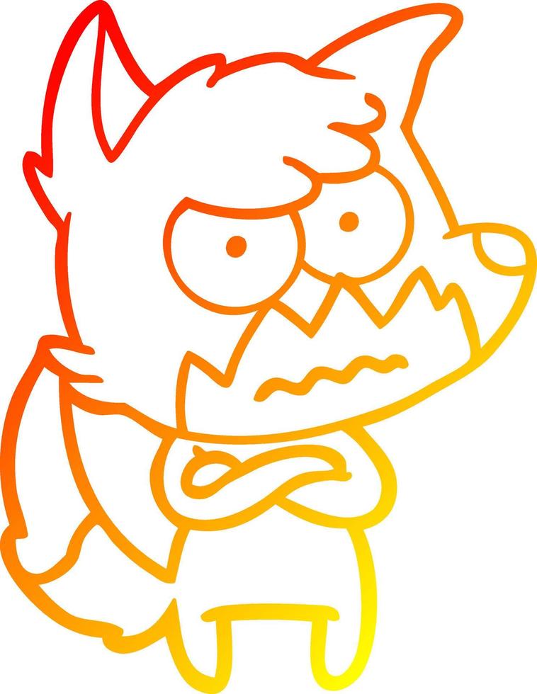 warm gradient line drawing cartoon annoyed fox vector