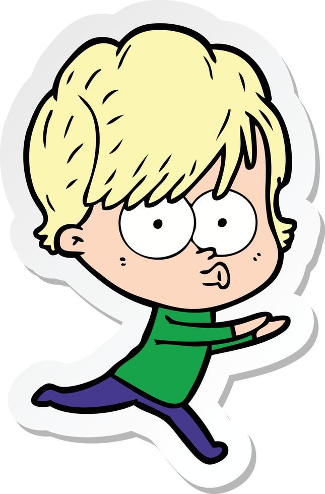 sticker of a cartoon woman vector