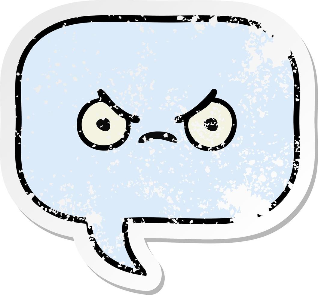 distressed sticker of a cute cartoon speech bubble vector