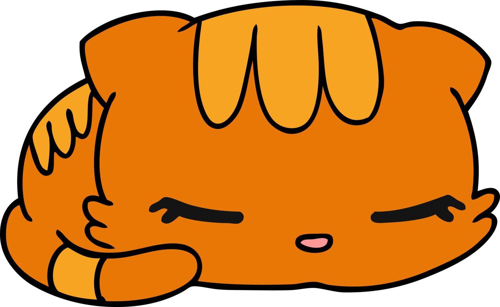 cartoon kawaii cute sleeping kitten vector