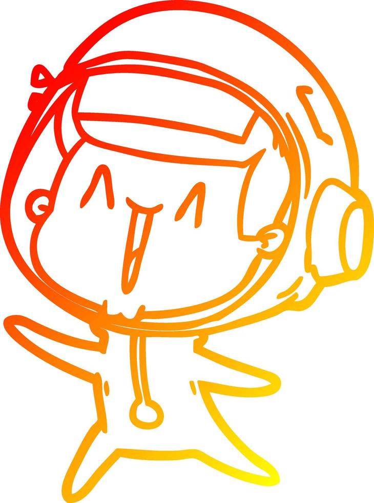 warm gradient line drawing happy cartoon astronaut leaping vector