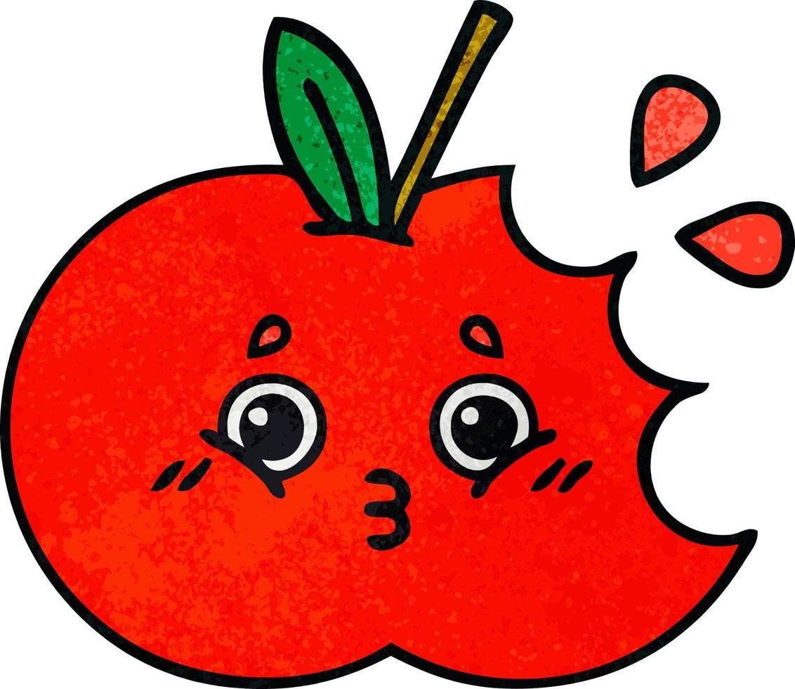 retro grunge texture cartoon red apple vector