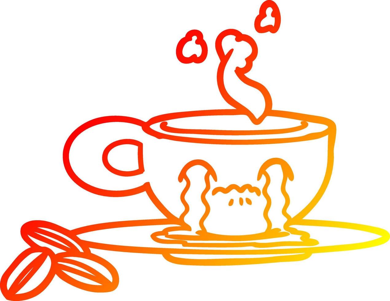 taza de café expreso de dibujos animados de dibujo de línea de gradiente cálido vector