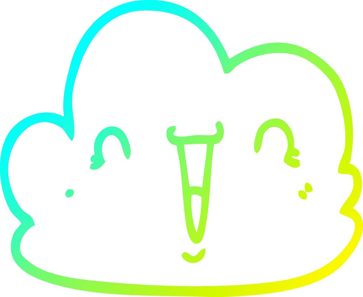 cold gradient line drawing cartoon happy cloud vector