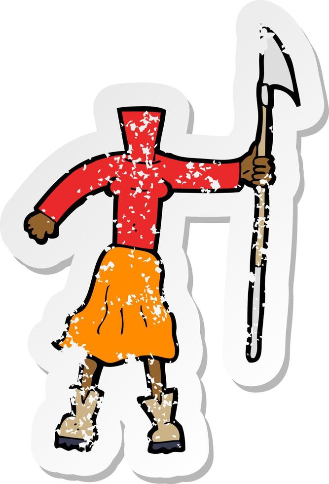 retro distressed sticker of a cartoon female body vector