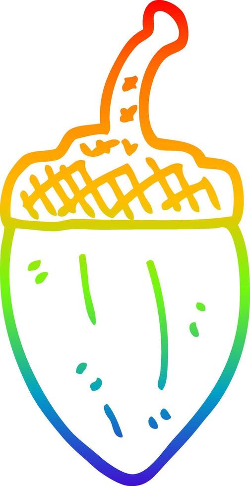 rainbow gradient line drawing cartoon acorn vector