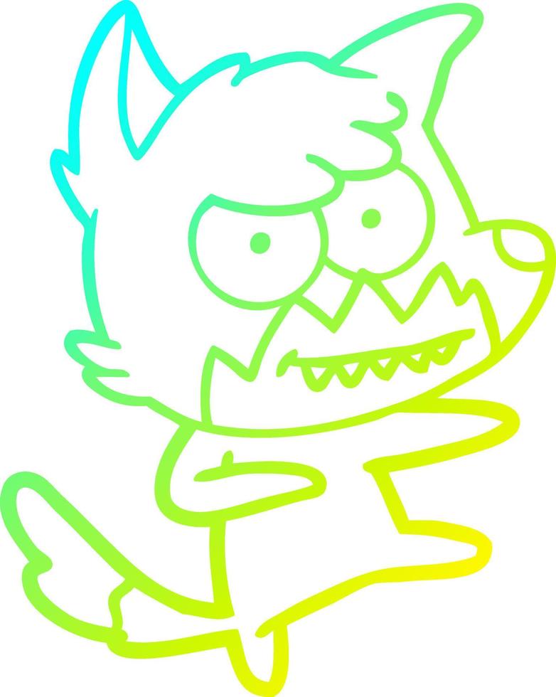 cold gradient line drawing cartoon grinning fox vector