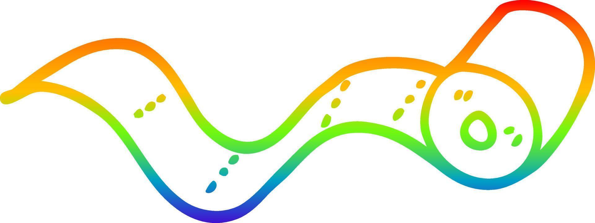 rainbow gradient line drawing cartoon toilet roll vector