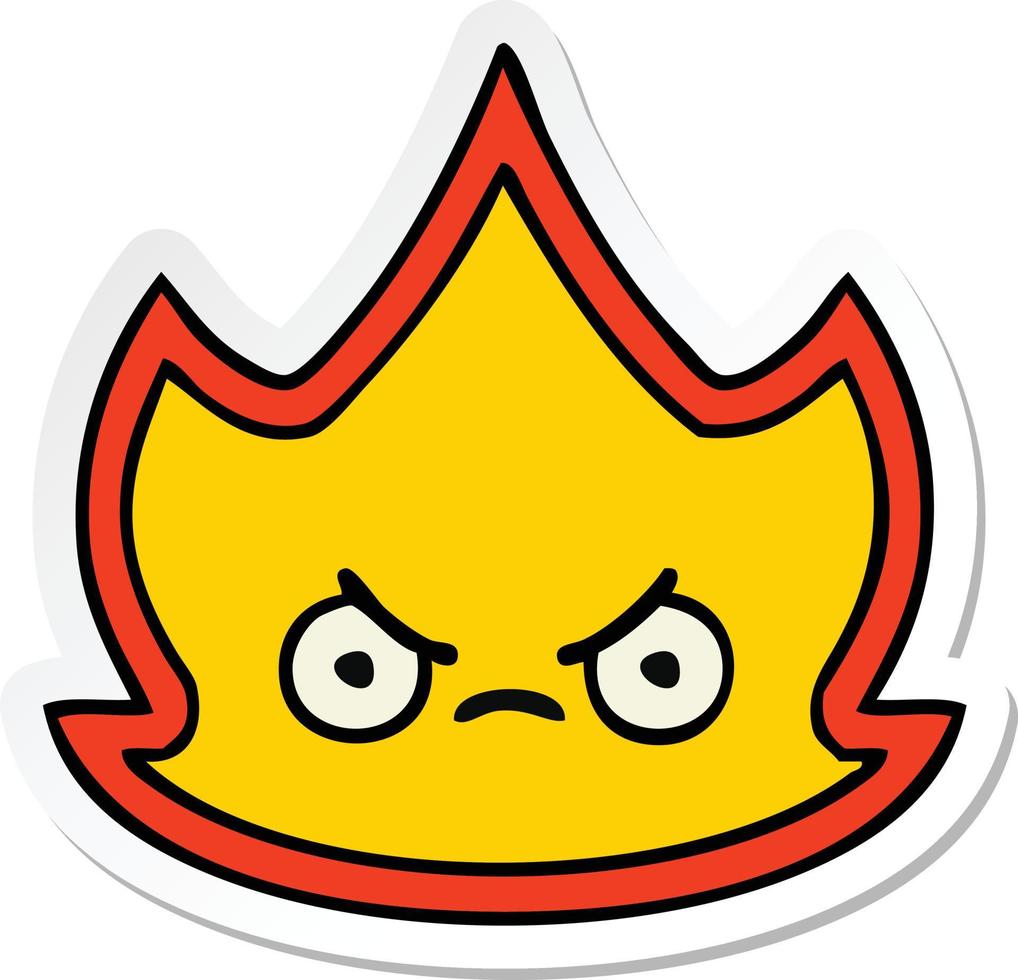sticker of a cute cartoon fire flame vector