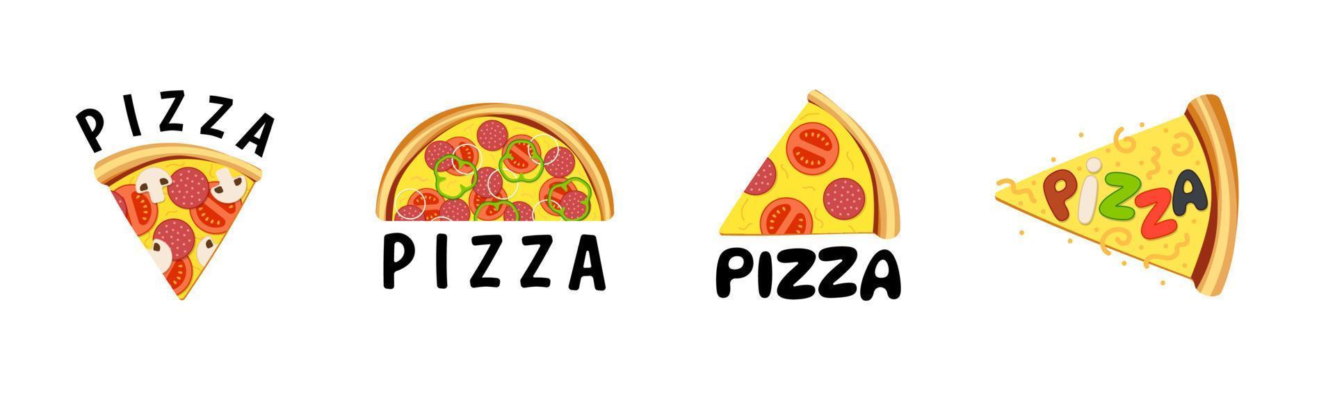 conjunto de plantillas de diseño de símbolo creativo de marca de empresa de pizza house para pizzería cafetería o restaurante. logotipo de panadería de cocina tradicional italiana. vector eps insignia colorida