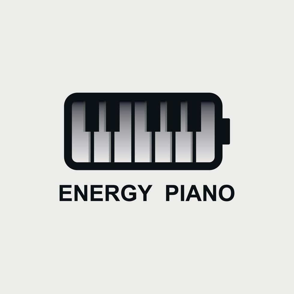 piano logo design with a shape like a battery cube vector