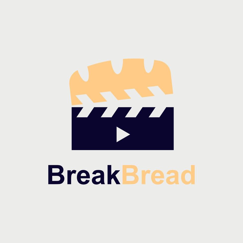 bread piano logo design with a shape like a film clapboard vector