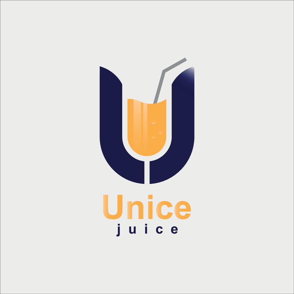 concepto de diseño de logotipo de bebida de jugo con letra u vector