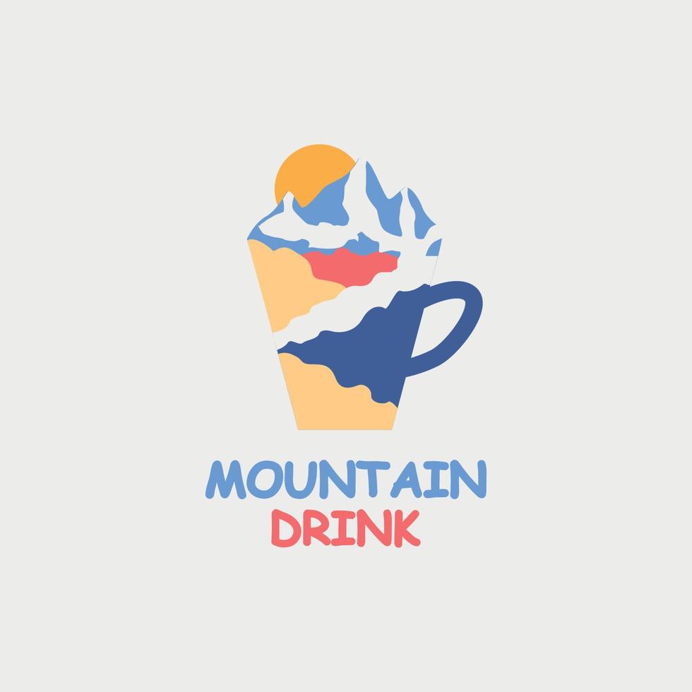 drink logo design with a picture of a cup in which there are mountains vector