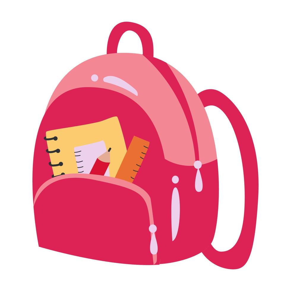 ilustración de una mochila para niños en edad escolar sobre un fondo blanco vector