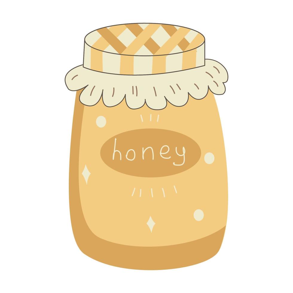 Vector jar with honey. Production of natural healthy products from honey. vector illustration