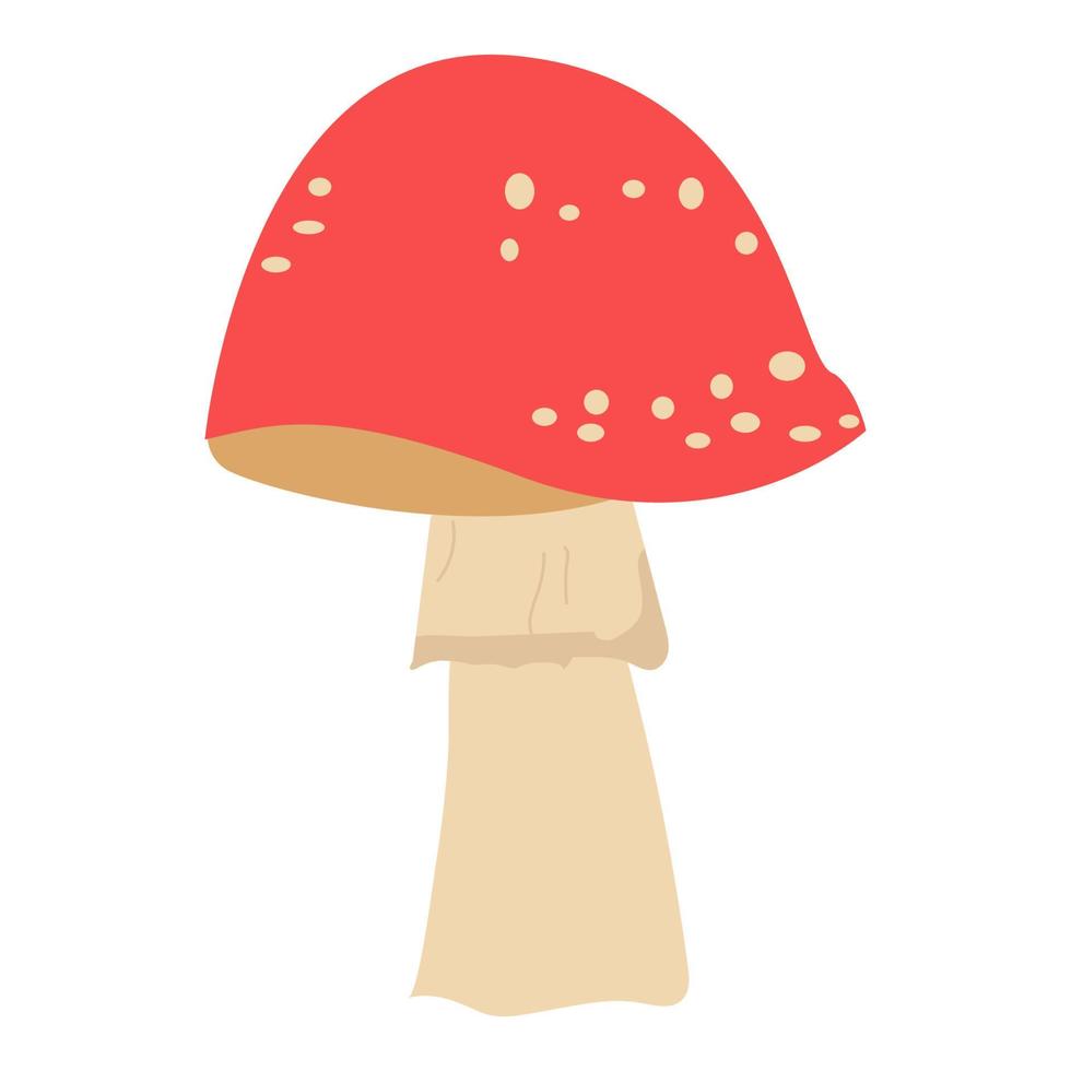 red poisonous mushroom highlighted on a white background. A set of vector illustrations.