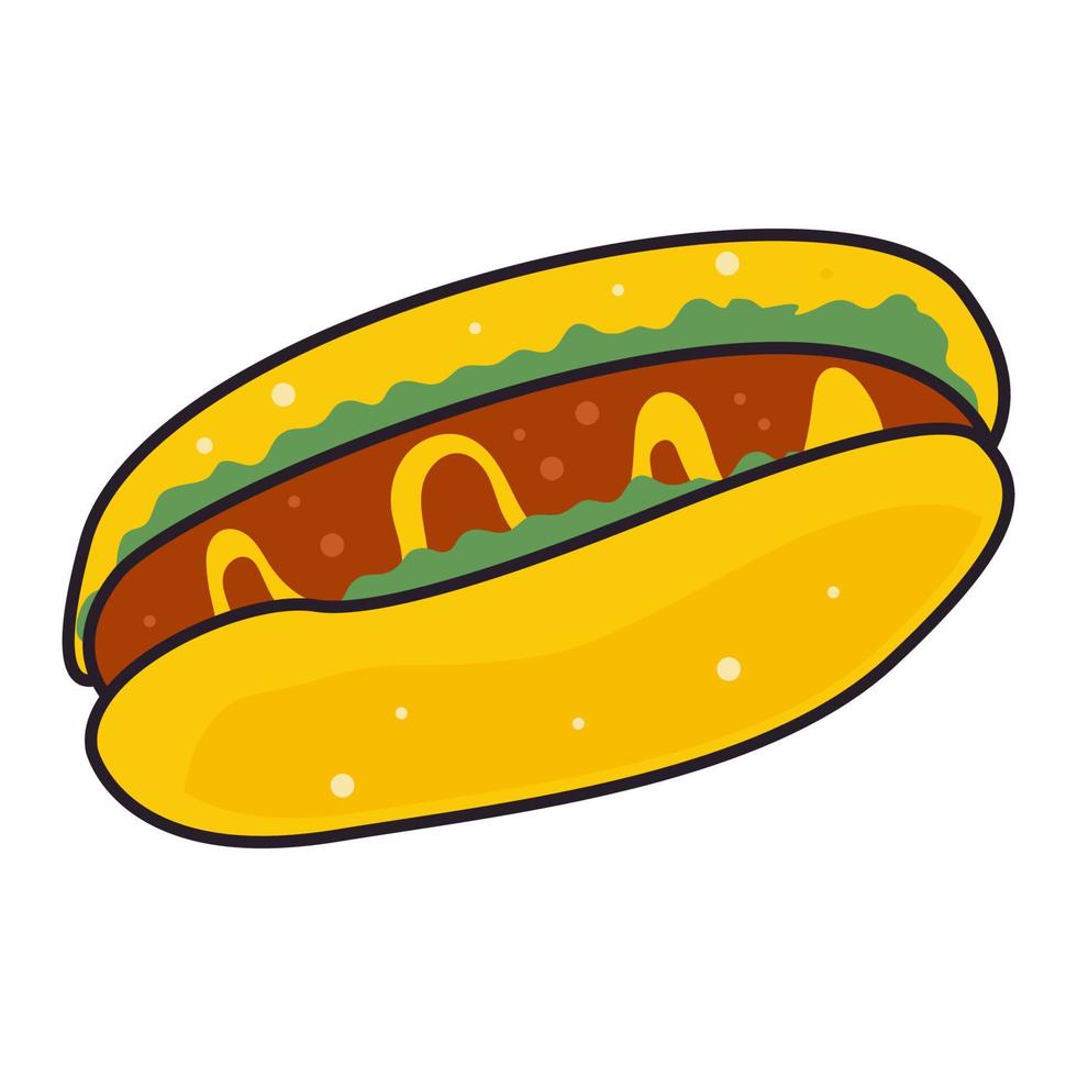 Hotdog. Vector isolated flat illustration fast food for poster, menus, brochure, web and icon fastfood.