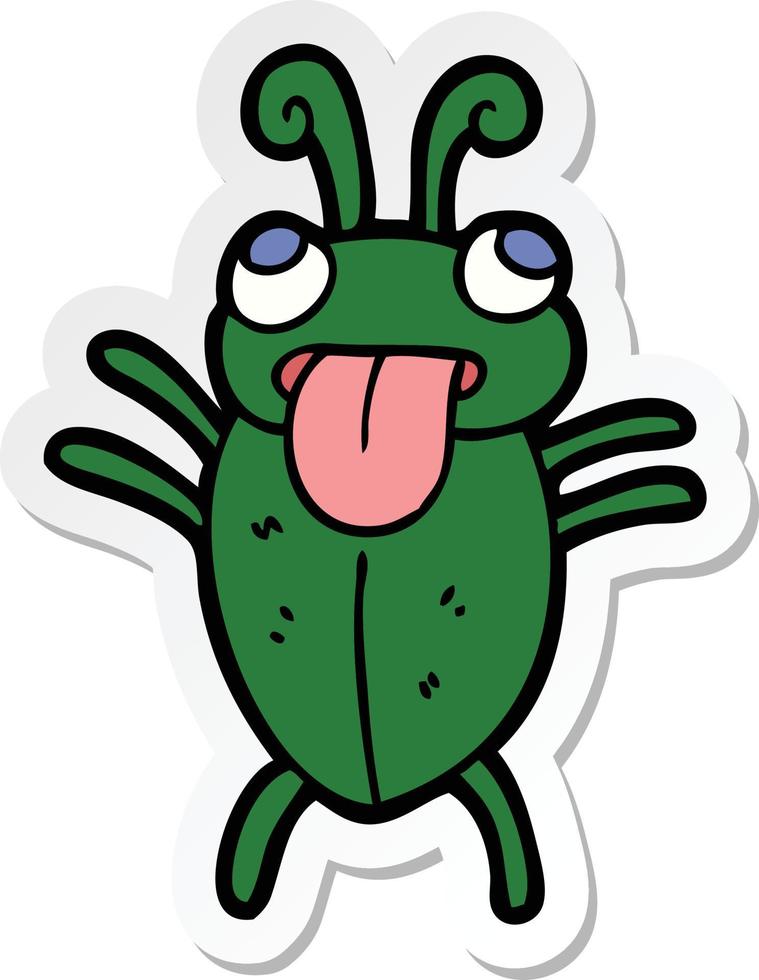 sticker of a funny cartoon bug vector