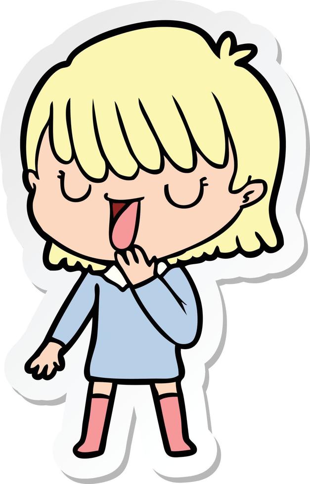 sticker of a cartoon woman vector