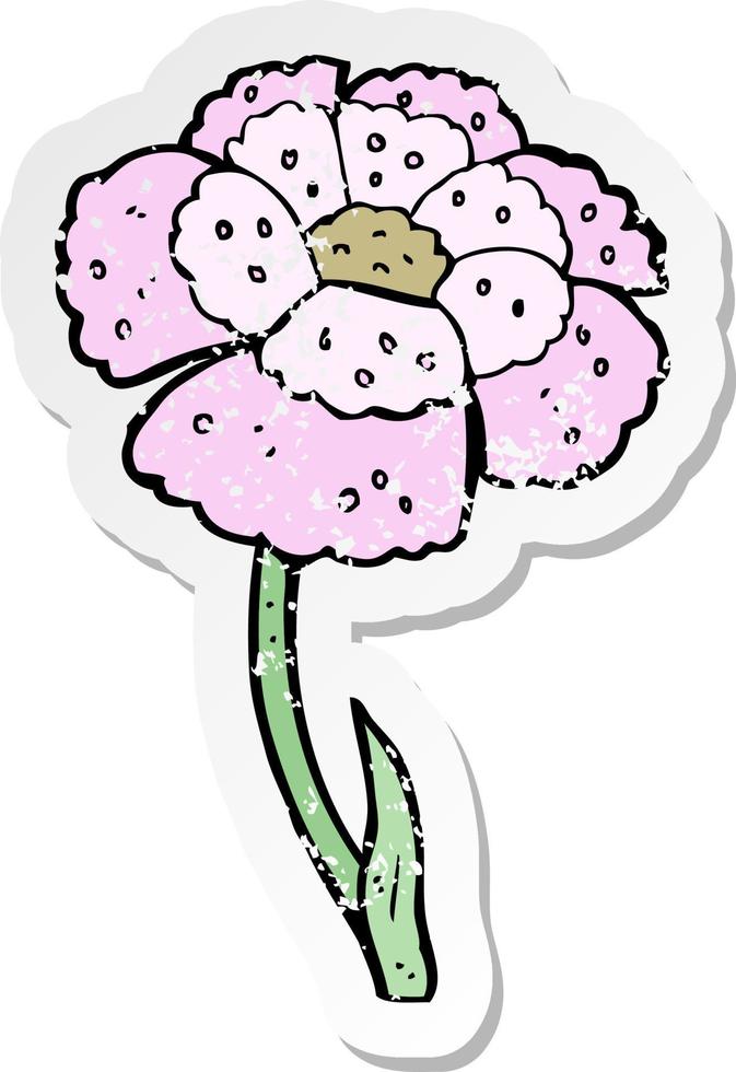 retro distressed sticker of a cartoon flower vector