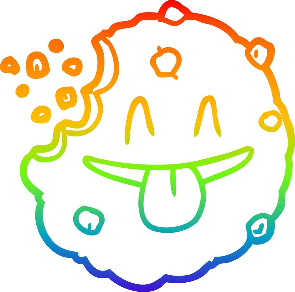 rainbow gradient line drawing Cartoon cookie vector