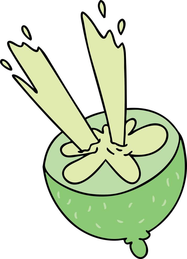 quirky hand drawn cartoon lime vector