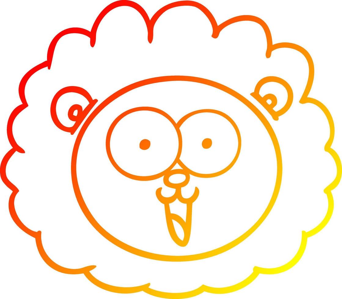 warm gradient line drawing cartoon lion face vector