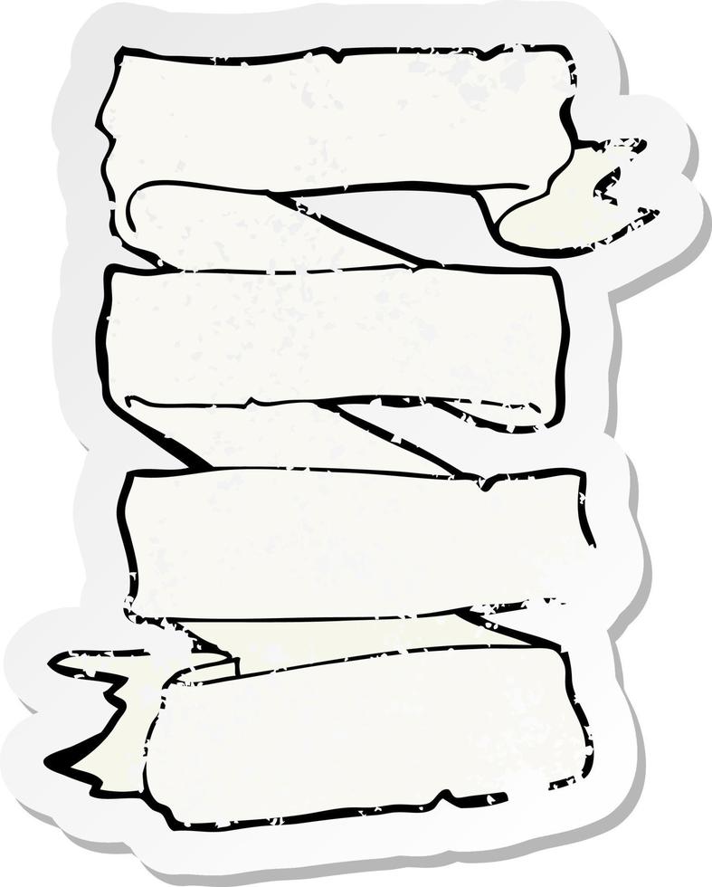 retro distressed sticker of a cartoon heraldic scroll banner vector