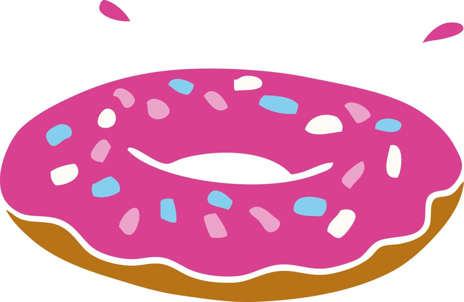 cartoon doodle of an iced ring donut vector