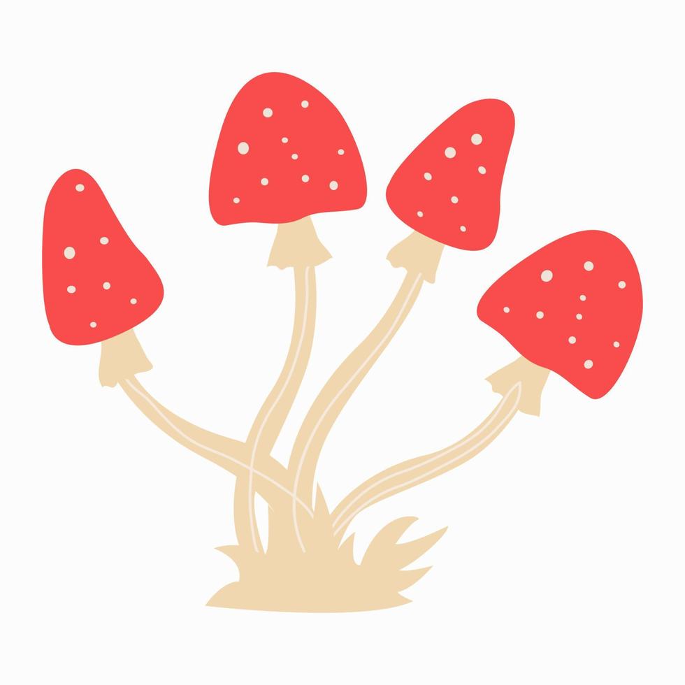 Red poison mushroom isolated on white background. Vector illustration set