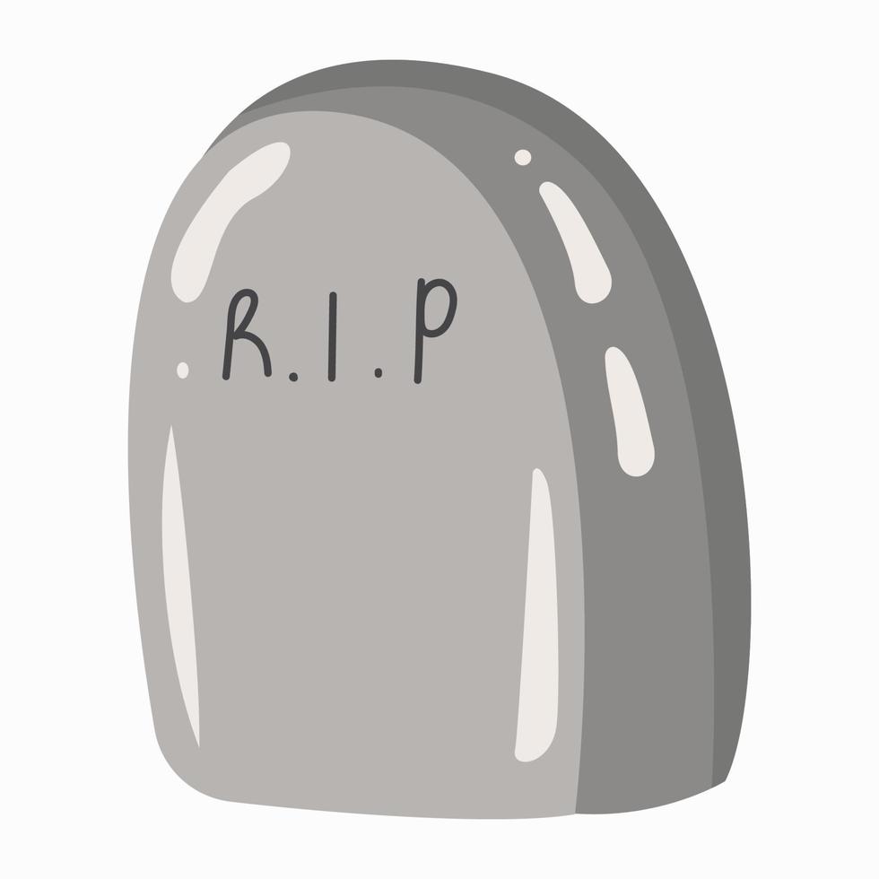 Tombstone. An old tombstone on the grave with the inscription RIP. Vector illustration.