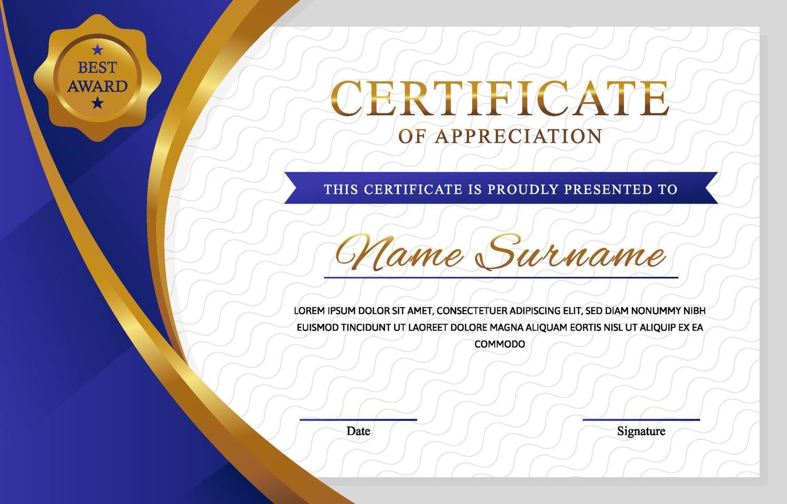 Certificate of Appreciation Template vector