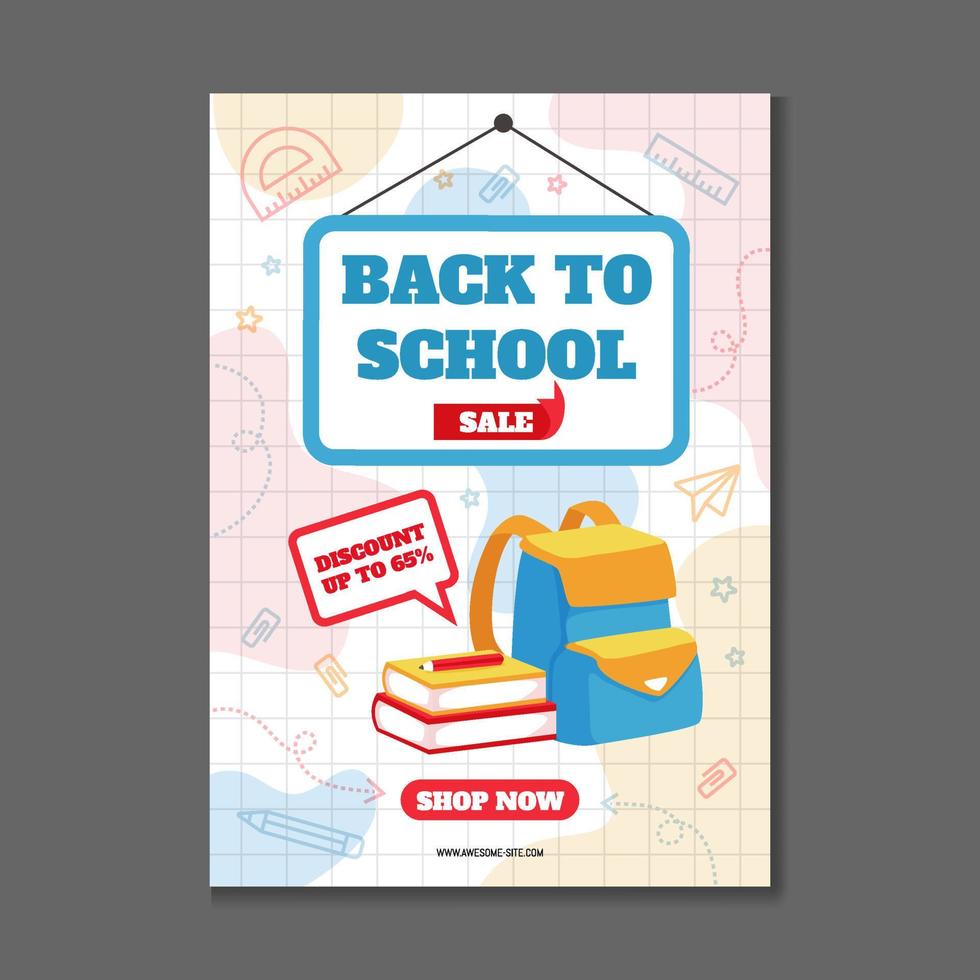 Back to School Sale Poster Template vector