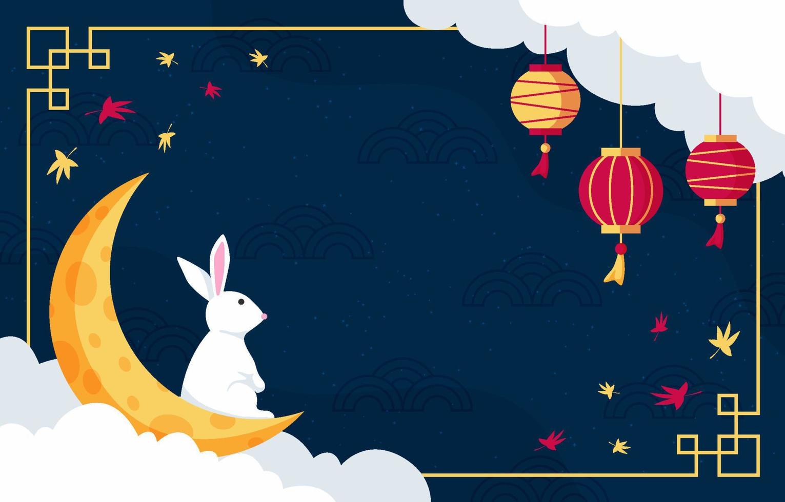 Moon and Rabbit Mid Autumn Festival Background vector