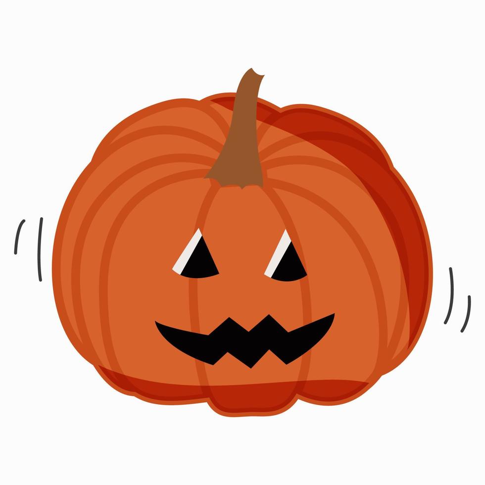 calabaza sobre un fondo blanco. felices vacaciones de halloween. una calabaza naranja con una sonrisa aterradora. ilustración vectorial para diseño, postales, pancartas. vector