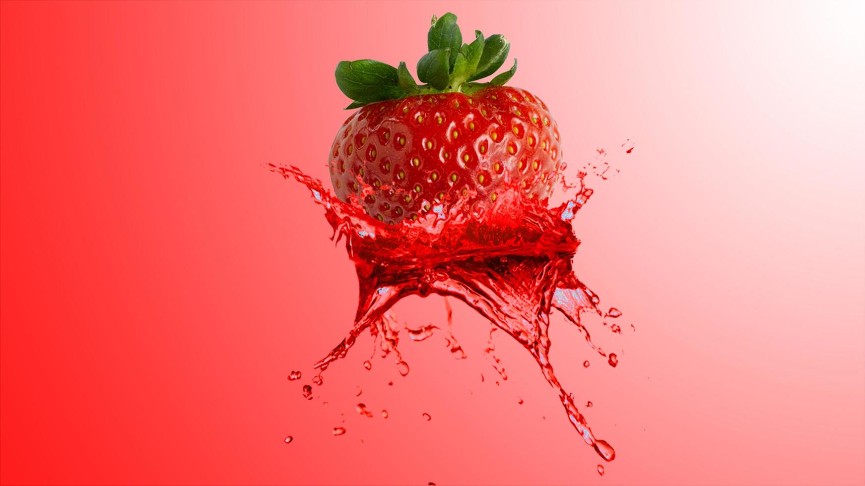 Strawberry with red splash effect photo