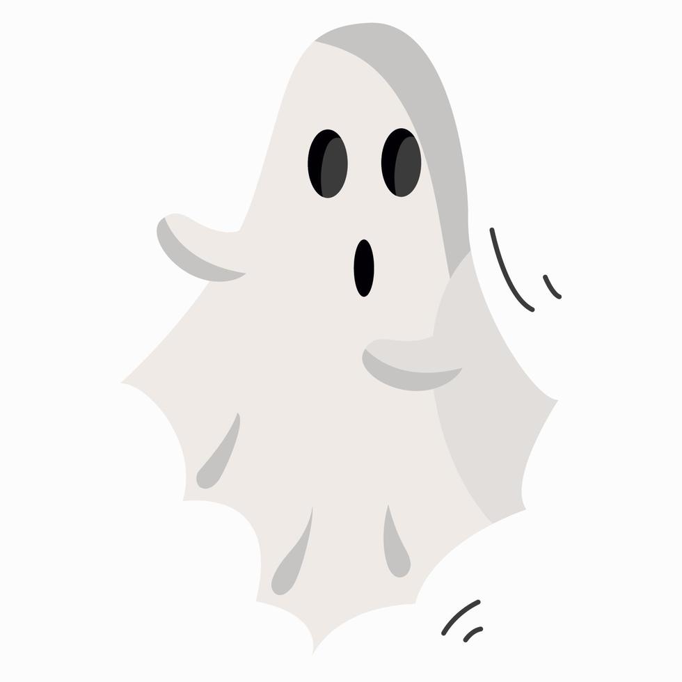 white scary ghost, flying ghost, vector illustration for halloween.