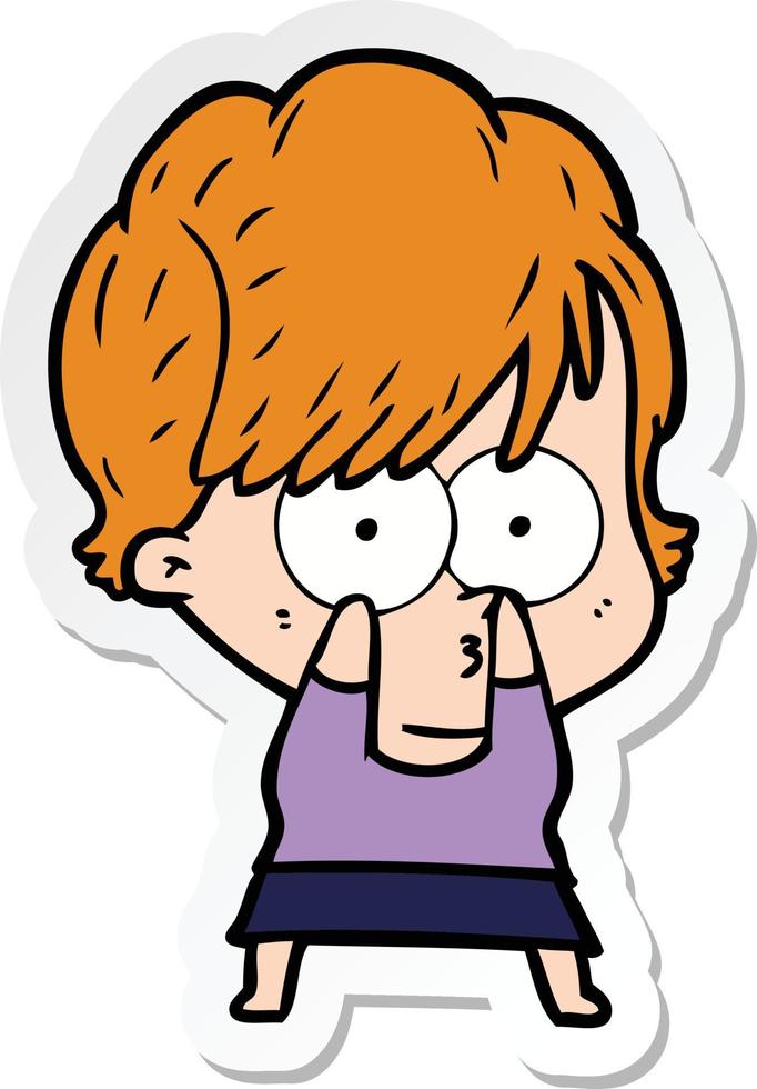 sticker of a cartoon woman vector