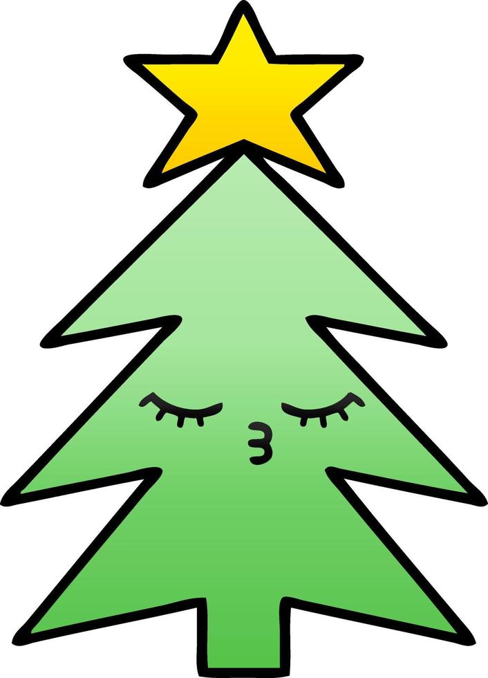 gradient shaded cartoon christmas tree vector