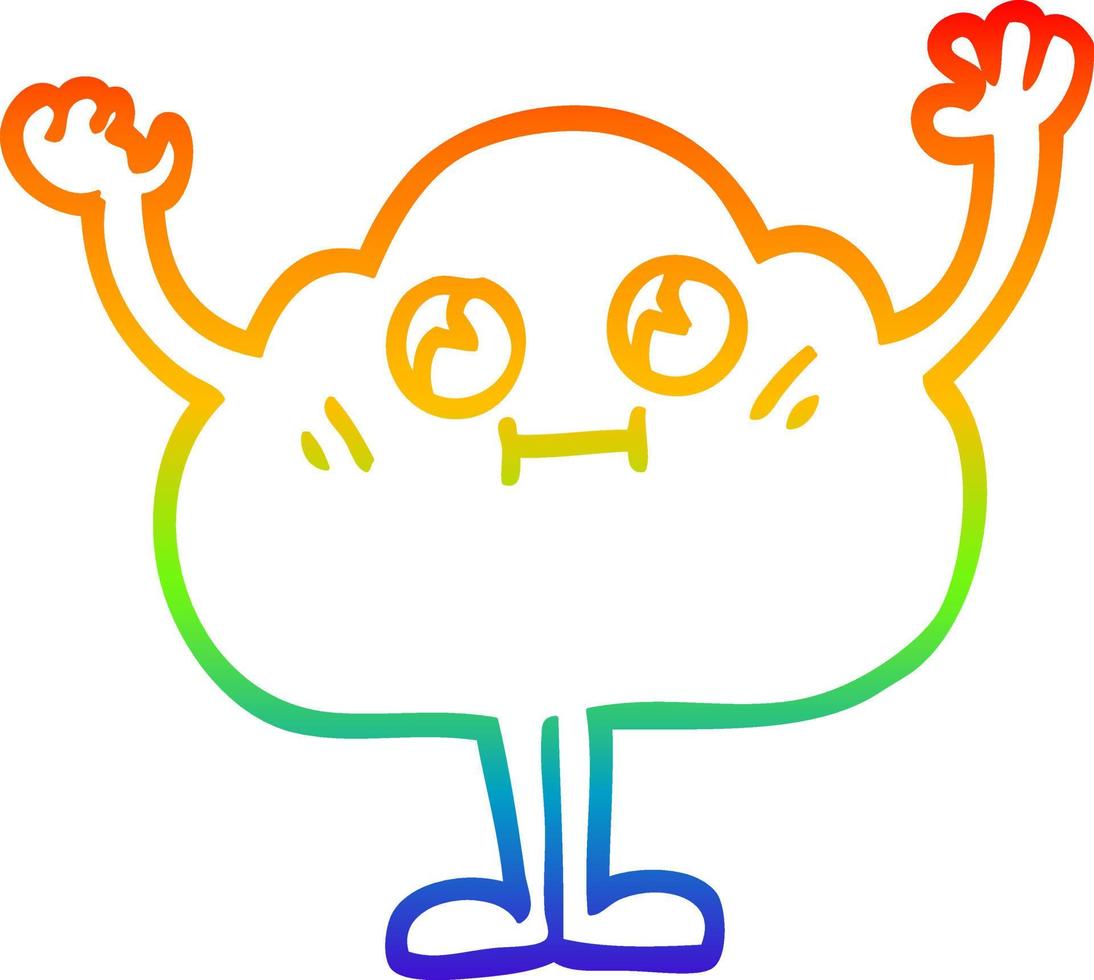 rainbow gradient line drawing happy cartoon cloud vector