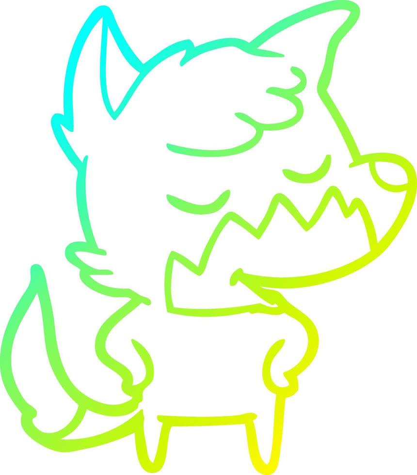 cold gradient line drawing friendly cartoon fox vector