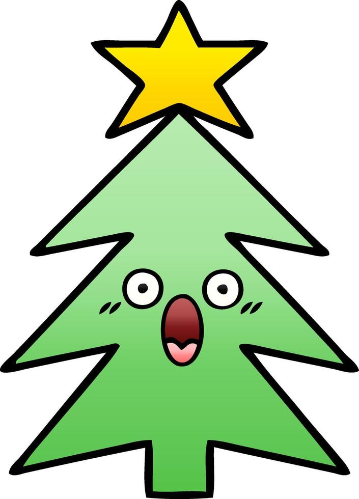 gradient shaded cartoon christmas tree vector