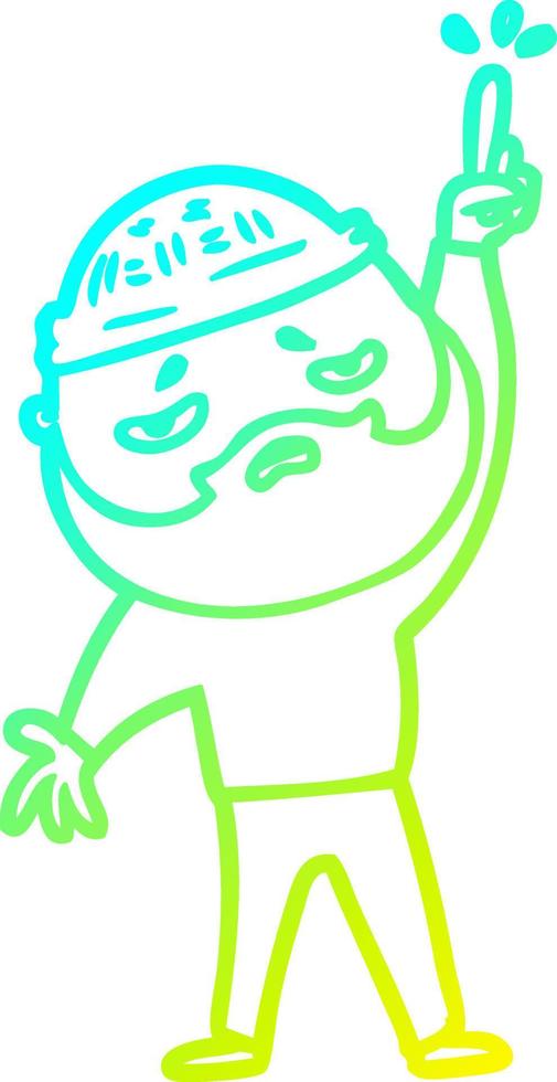 cold gradient line drawing cartoon worried man with beard vector