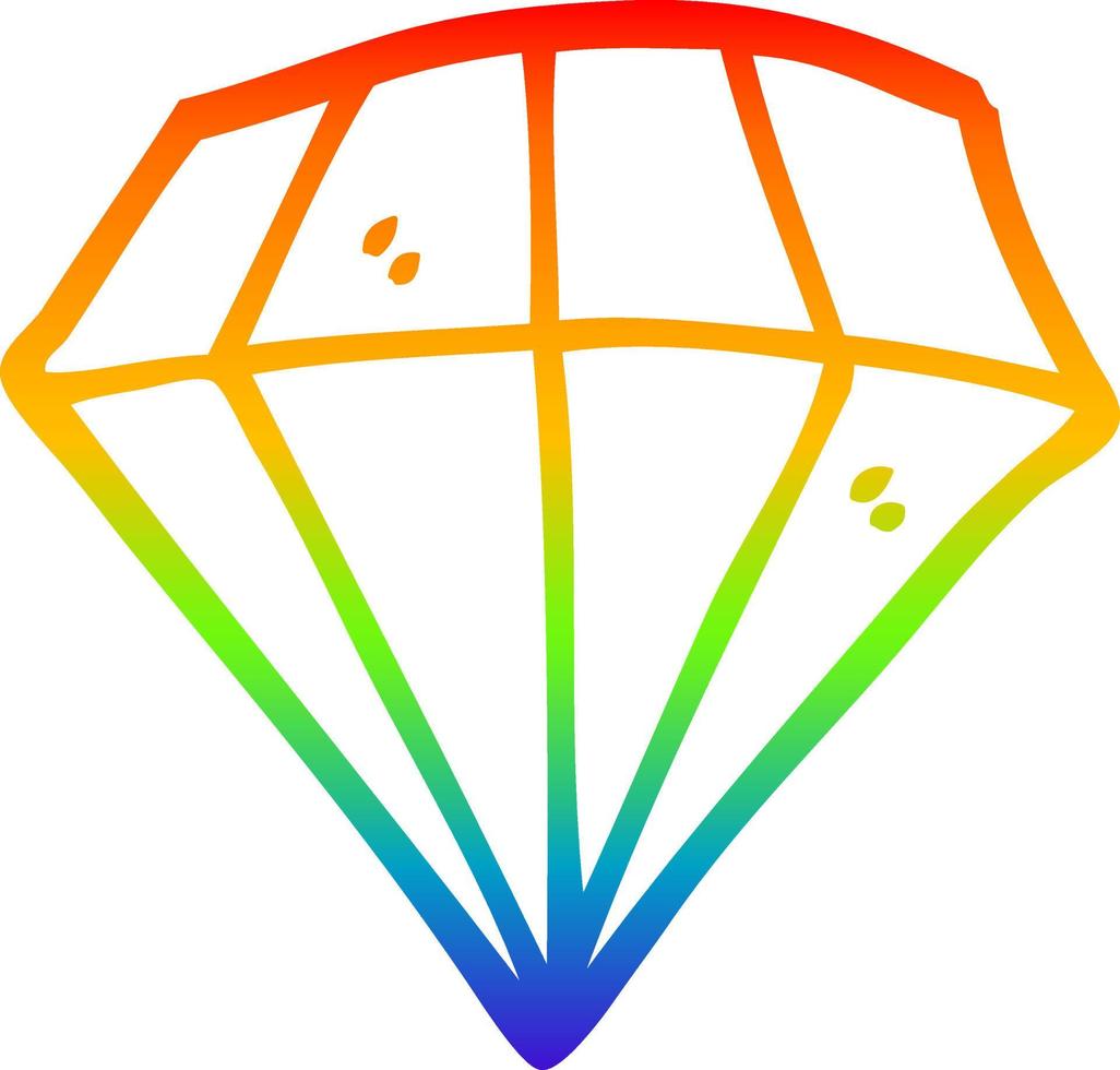 rainbow gradient line drawing cartoon tattoo diamond vector