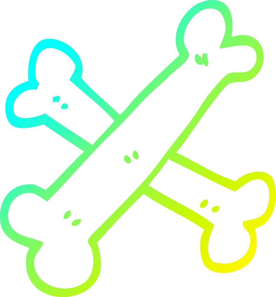 cold gradient line drawing cartoon crossed bones vector